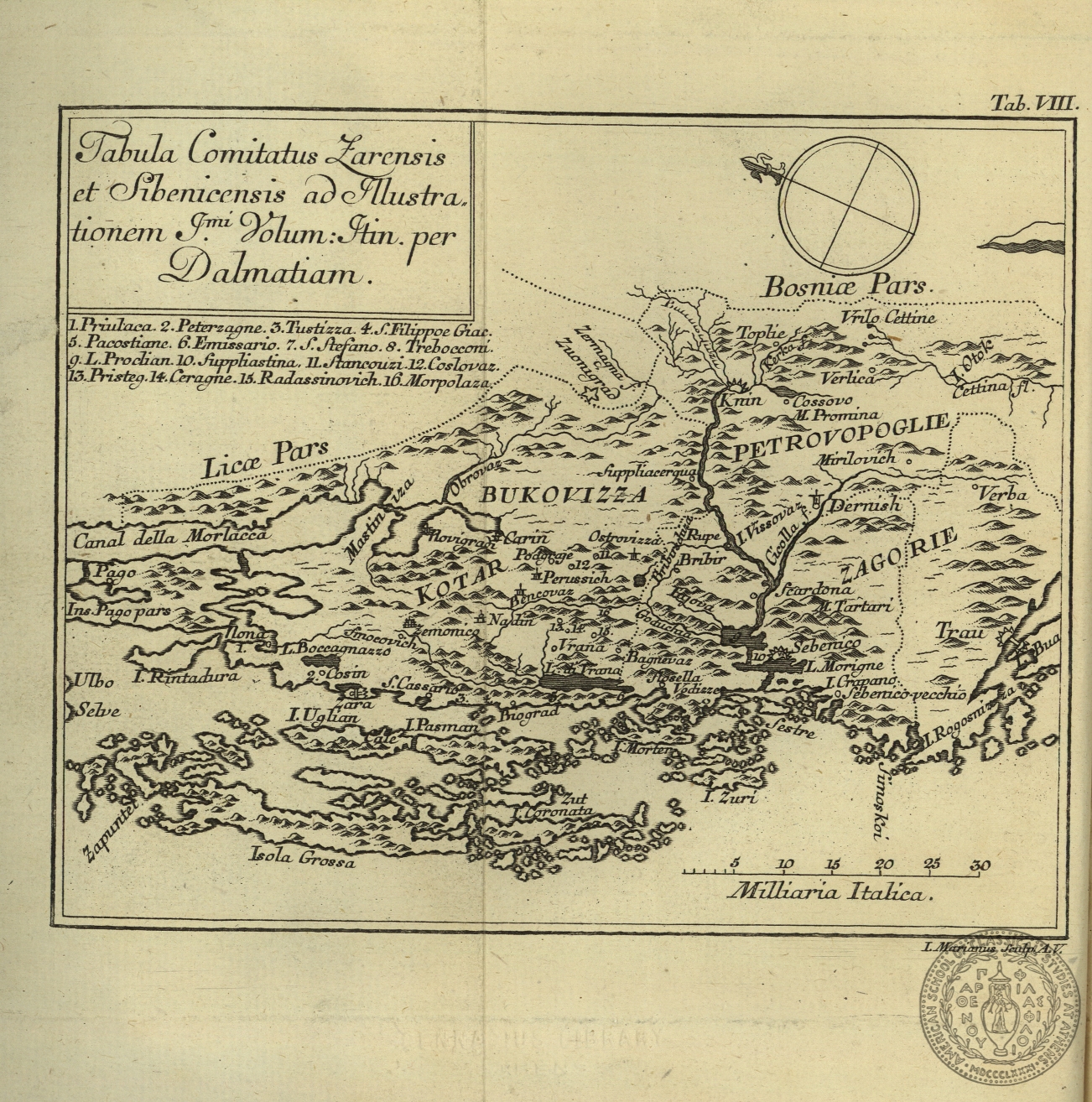 Tabula Comitatus Zarensis et Sibenicensis ad ilustrationem primi volumi Itin. per Dalmatiam